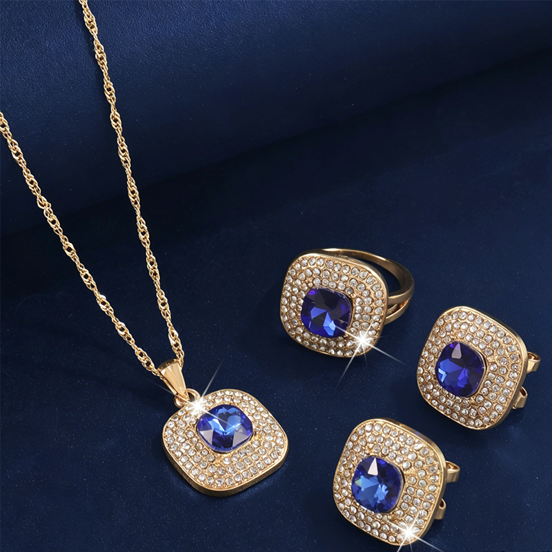 💎Jeden Tag glänzen: Elegantes Schmuckset mit Kristallsteinen✨