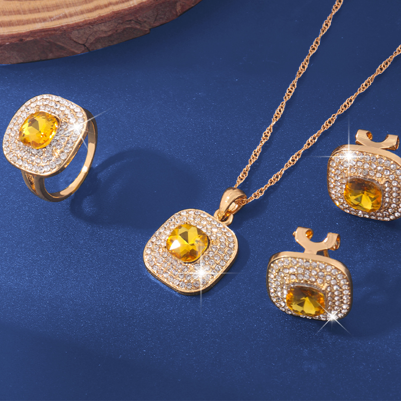 💎Jeden Tag glänzen: Elegantes Schmuckset mit Kristallsteinen✨