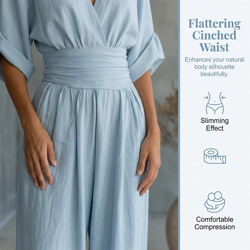👗✨Effortless Elegance – Women's V-Neck High Waist Wide Leg Jumpsuit💫