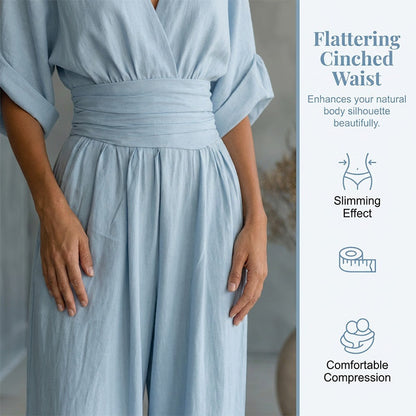 👗✨Effortless Elegance – Women's V-Neck High Waist Wide Leg Jumpsuit💫