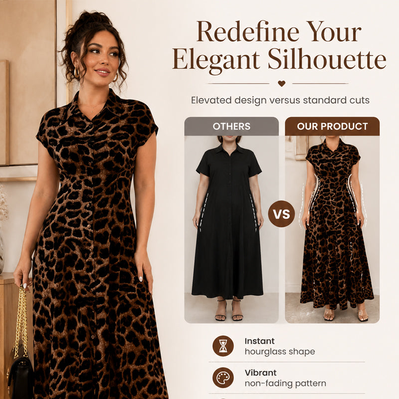 🎁2026 New Arrivals 52% OFF💥Women's Elegant Leopard Print Lapel Dress✨