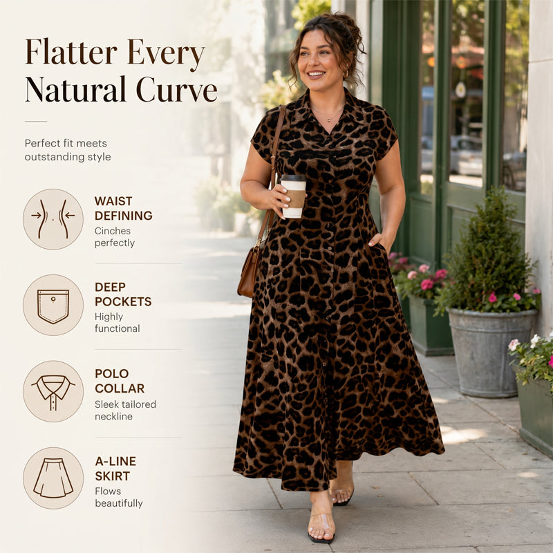 🎁2026 New Arrivals 52% OFF💥Women's Elegant Leopard Print Lapel Dress✨
