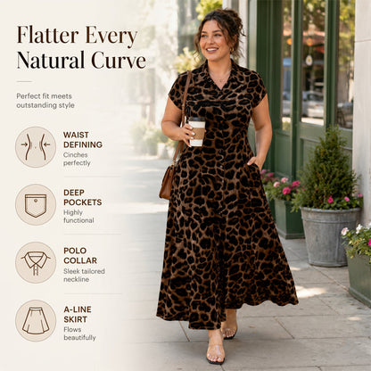 🎁2026 New Arrivals 52% OFF💥Women's Elegant Leopard Print Lapel Dress✨