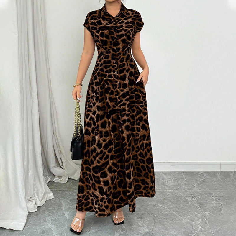 🎁2026 New Arrivals 52% OFF💥Women's Elegant Leopard Print Lapel Dress✨