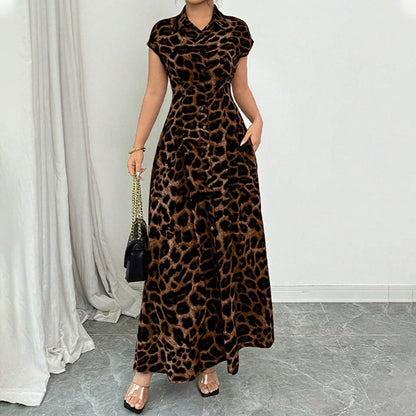 🎁2026 New Arrivals 52% OFF💥Women's Elegant Leopard Print Lapel Dress✨