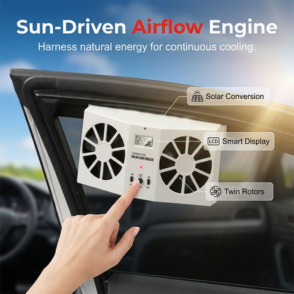 🚗Solar Powered Car Exhaust Fan– Dual Turbo Ventilation & Temperature Display☀️
