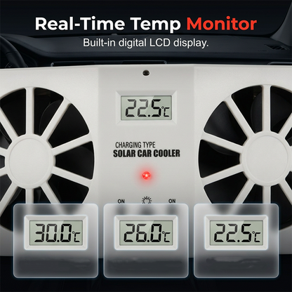 🚗Solar Powered Car Exhaust Fan– Dual Turbo Ventilation & Temperature Display☀️