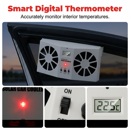 🚗Solar Powered Car Exhaust Fan– Dual Turbo Ventilation & Temperature Display☀️