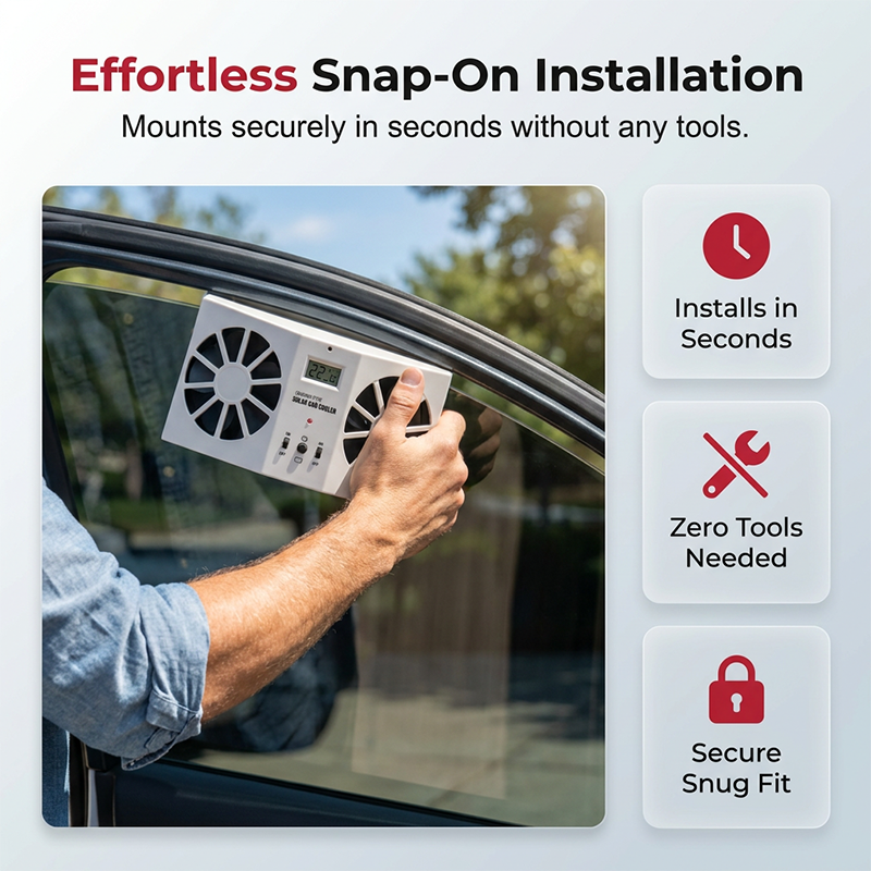 🚗Solar Powered Car Exhaust Fan– Dual Turbo Ventilation & Temperature Display☀️