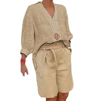👗Women’s Casual V Neck Top and Shorts Set - Effortless Style & All-Day Comfort 💛✨