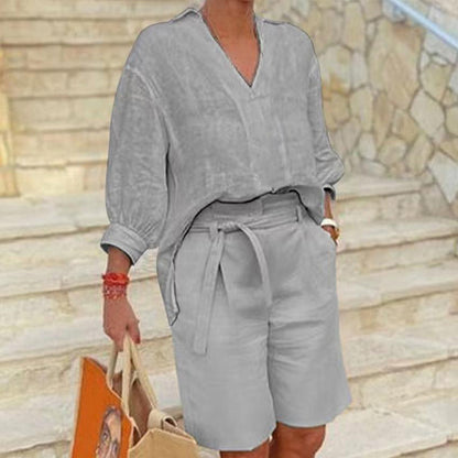 👗Women’s Casual V Neck Top and Shorts Set - Effortless Style & All-Day Comfort 💛✨