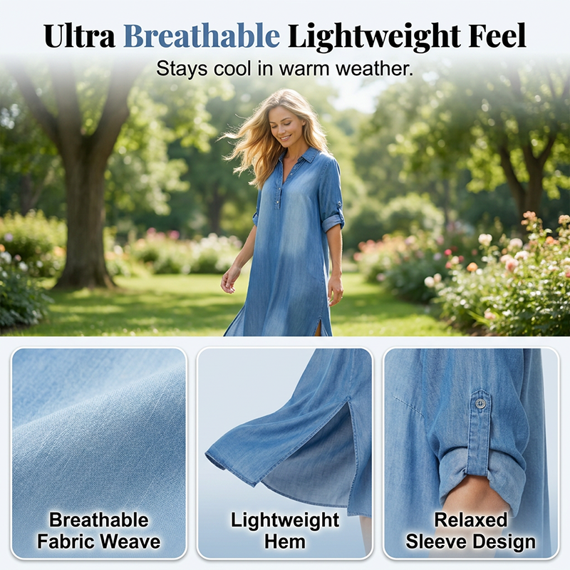 👗Women’s Loose Washed Denim Maxi Dress – Effortless Summer Style You’ll Live In 💙