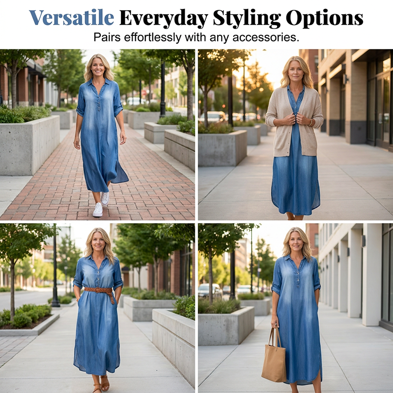 👗Women’s Loose Washed Denim Maxi Dress – Effortless Summer Style You’ll Live In 💙