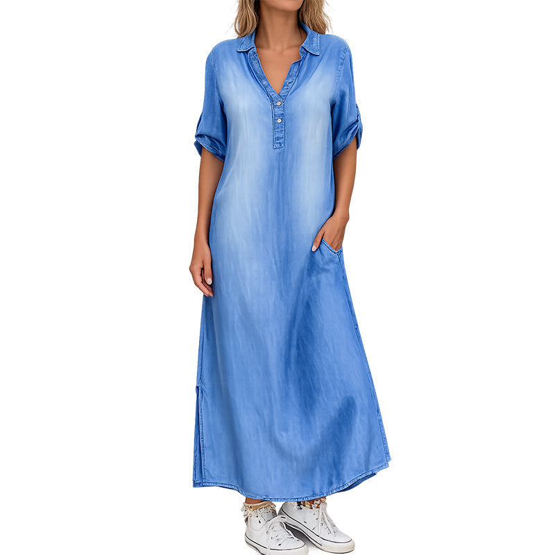 👗Women’s Loose Washed Denim Maxi Dress – Effortless Summer Style You’ll Live In 💙