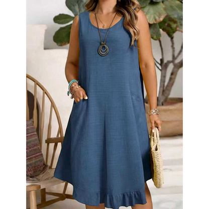 👗Women Casual Sleeveless Ruffle Dress – Breezy Casual Midi Dress ✨