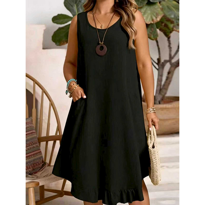 👗Women Casual Sleeveless Ruffle Dress – Breezy Casual Midi Dress ✨