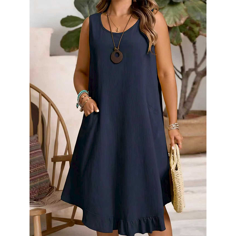 👗Women Casual Sleeveless Ruffle Dress – Breezy Casual Midi Dress ✨