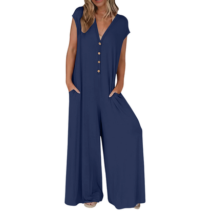 👗✨ Damen Jumpsuit mit weitem Bein in lockerer Passform – müheloser Stil, in dem Sie leben werden 💙