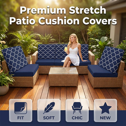 🪑🌿Patio Sofa Cushion Cover – Stretch, Water-Resistant ✨