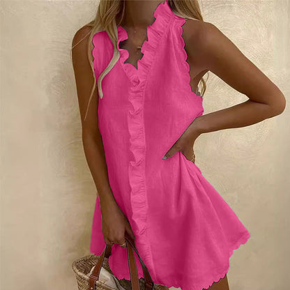 📢📢50% OFF !! ⏰Women's Ruffle Trim Button-Front Mini Dress – Summer Midi Dress✨