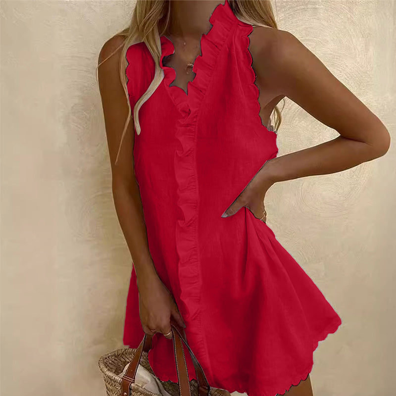 📢📢50% OFF !! ⏰Women's Ruffle Trim Button-Front Mini Dress – Summer Midi Dress✨