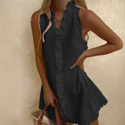 📢📢50% OFF !! ⏰Women's Ruffle Trim Button-Front Mini Dress – Summer Midi Dress✨