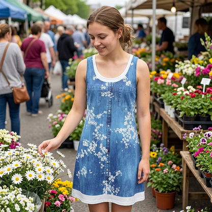 👗☀️Damen-Kleid mit Jeans-Print im Lagenlook – einfach anziehen und sofort top gestylt aussehen✨