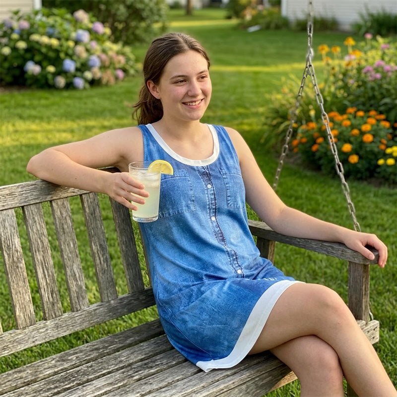 👗☀️Damen-Kleid mit Jeans-Print im Lagenlook – einfach anziehen und sofort top gestylt aussehen✨