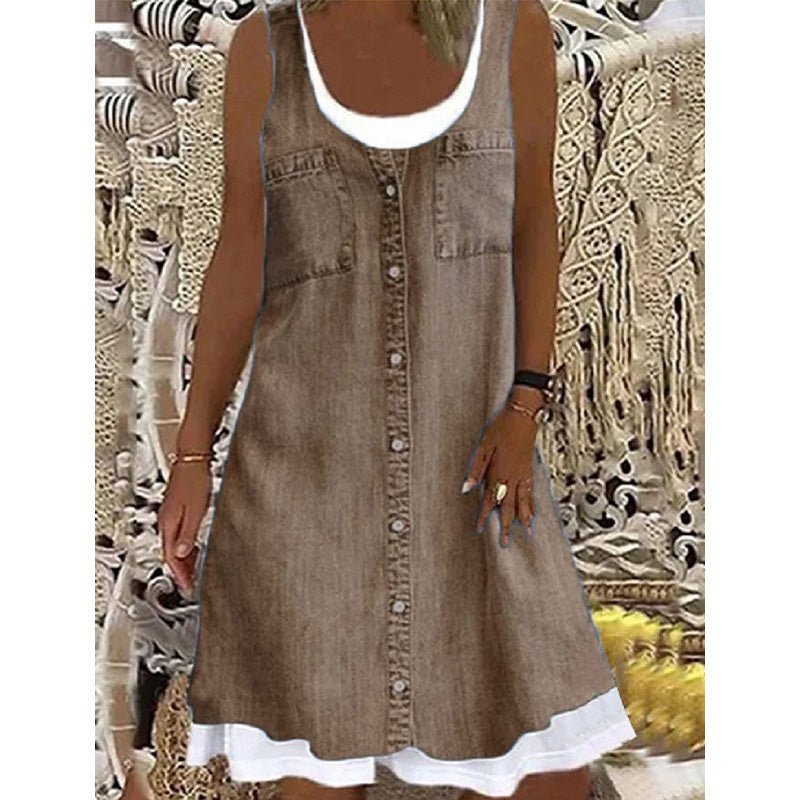 👗☀️Damen-Kleid mit Jeans-Print im Lagenlook – einfach anziehen und sofort top gestylt aussehen✨