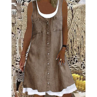 👗☀️Damen-Kleid mit Jeans-Print im Lagenlook – einfach anziehen und sofort top gestylt aussehen✨
