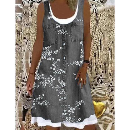 👗☀️Damen-Kleid mit Jeans-Print im Lagenlook – einfach anziehen und sofort top gestylt aussehen✨