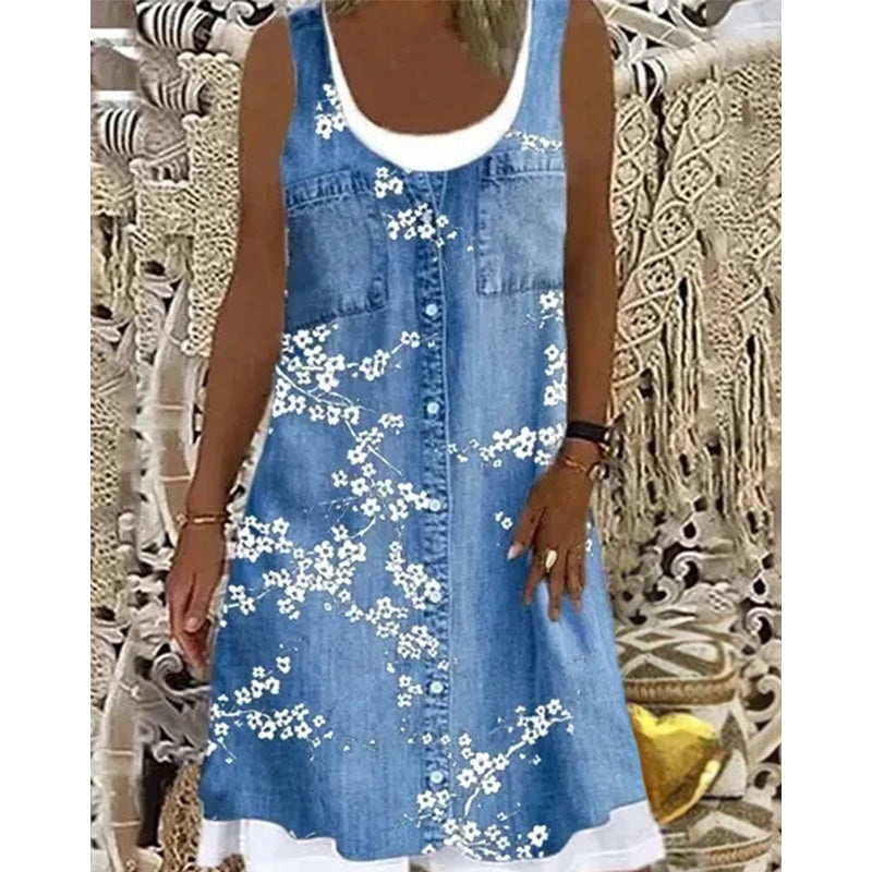 👗☀️Damen-Kleid mit Jeans-Print im Lagenlook – einfach anziehen und sofort top gestylt aussehen✨