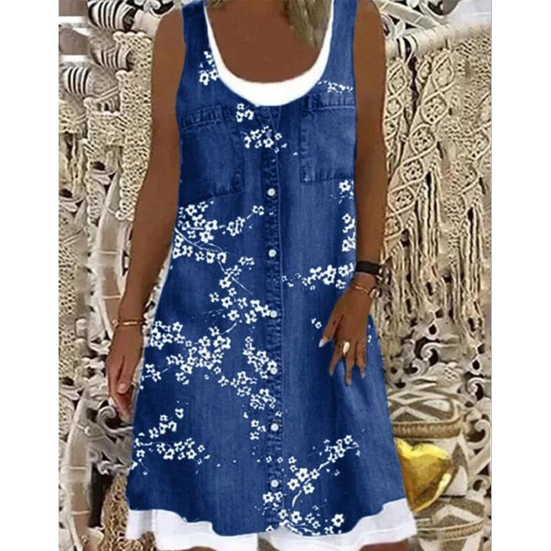 👗☀️Damen-Kleid mit Jeans-Print im Lagenlook – einfach anziehen und sofort top gestylt aussehen✨