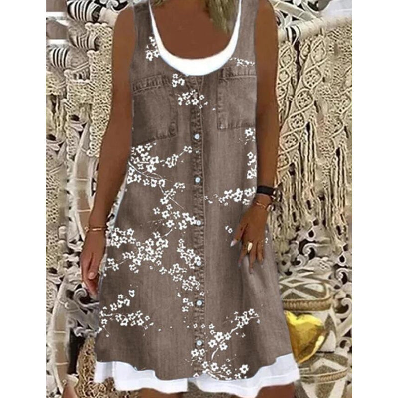 👗☀️Damen-Kleid mit Jeans-Print im Lagenlook – einfach anziehen und sofort top gestylt aussehen✨