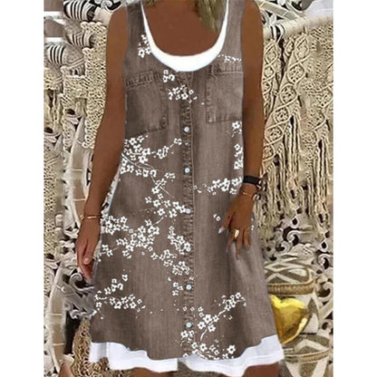 👗☀️Damen-Kleid mit Jeans-Print im Lagenlook – einfach anziehen und sofort top gestylt aussehen✨