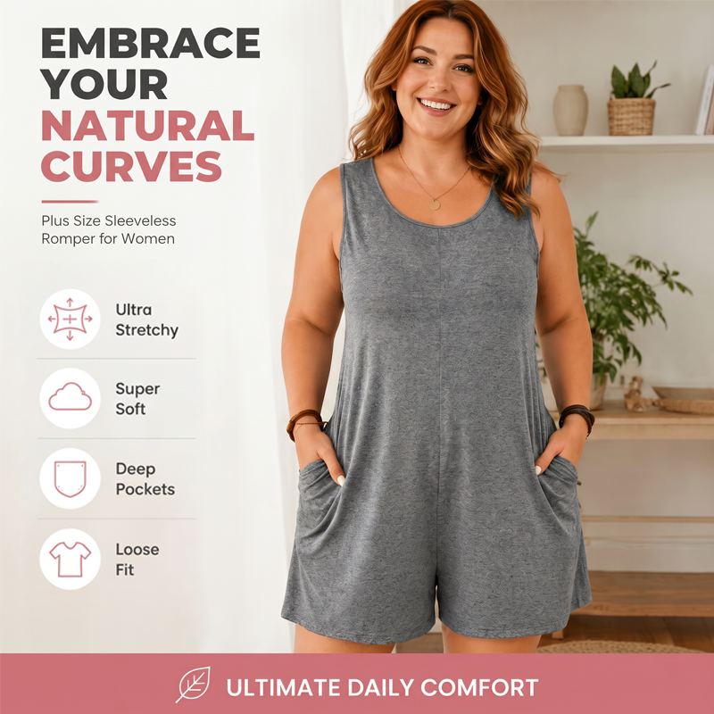 👗 LIMITED-TIME 57% OFF! 💥 Women's Plus Size Sleeveless Jumpsuit with Pockets – Flowy, Comfortable, Versatile ✨