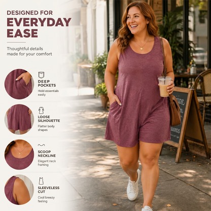 👗 LIMITED-TIME 57% OFF! 💥 Women's Plus Size Sleeveless Jumpsuit with Pockets – Flowy, Comfortable, Versatile ✨
