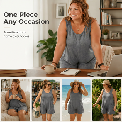 👗 LIMITED-TIME 57% OFF! 💥 Women's Plus Size Sleeveless Jumpsuit with Pockets – Flowy, Comfortable, Versatile ✨