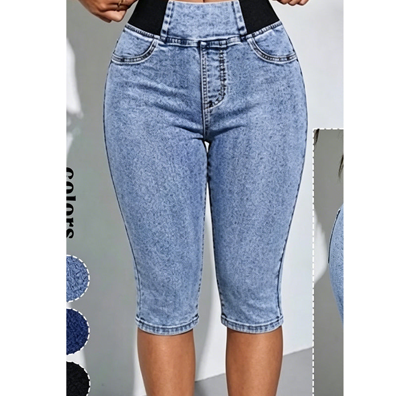 🏆LAST DAY SALE 56% OFF🔥Women’s High Waisted Denim Capri– Slimming Stretch Cropped Jeans✨
