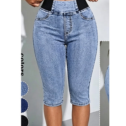 🏆LAST DAY SALE 56% OFF🔥Women’s High Waisted Denim Capri– Slimming Stretch Cropped Jeans✨
