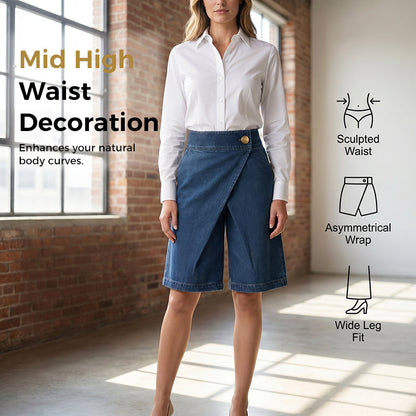 🩳 JETZT 50 % RABATT! ✨ Asymmetrische weit geschnittene Shorts für Damen – leicht & fließend – einzigartiger, ungleichmäßiger Saum, perfekt für Sommer oder Resort – stilvoll und bequem 🌸