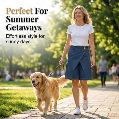 🩳 JETZT 50 % RABATT! ✨ Asymmetrische weit geschnittene Shorts für Damen – leicht & fließend – einzigartiger, ungleichmäßiger Saum, perfekt für Sommer oder Resort – stilvoll und bequem 🌸