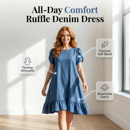 👗✨Elegantes Jeanskleid mit Waschung – Mühelose Eleganz für jeden Tag💙