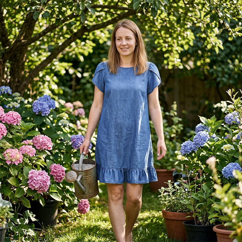 👗✨Elegantes Jeanskleid mit Waschung – Mühelose Eleganz für jeden Tag💙