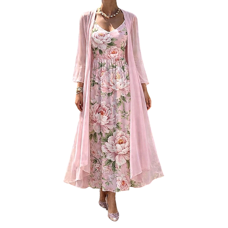 🌸👗Elegantes zweiteiliges Blumenkleid-Set für Damen – Perfekter Sommer-Urlaubslook✨