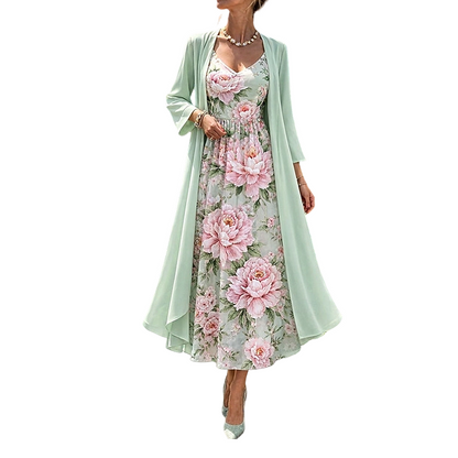 🌸👗Elegantes zweiteiliges Blumenkleid-Set für Damen – Perfekter Sommer-Urlaubslook✨