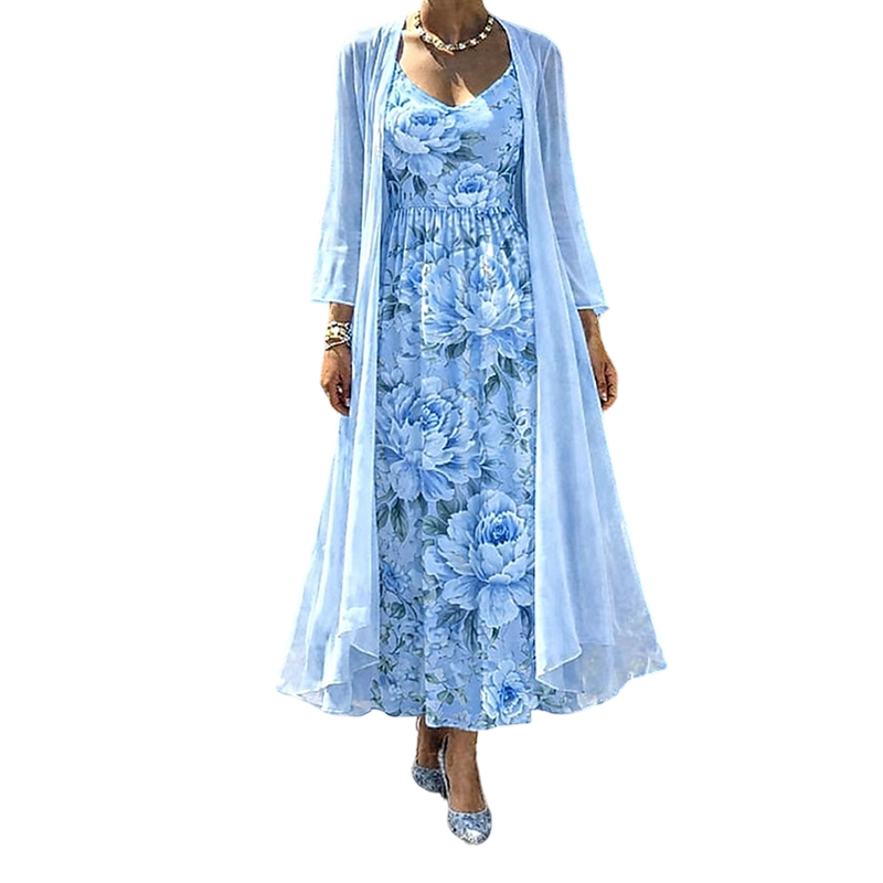 🌸👗Elegantes zweiteiliges Blumenkleid-Set für Damen – Perfekter Sommer-Urlaubslook✨