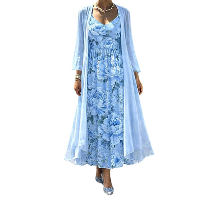 🌸👗Elegantes zweiteiliges Blumenkleid-Set für Damen – Perfekter Sommer-Urlaubslook✨