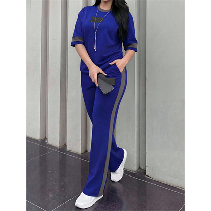 👕✨Women's Casual Two-Piece Lounge Set with Stripe Detail – Effortless Comfort & Sporty Style🔥