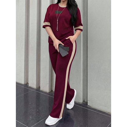 👕✨Women's Casual Two-Piece Lounge Set with Stripe Detail – Effortless Comfort & Sporty Style🔥